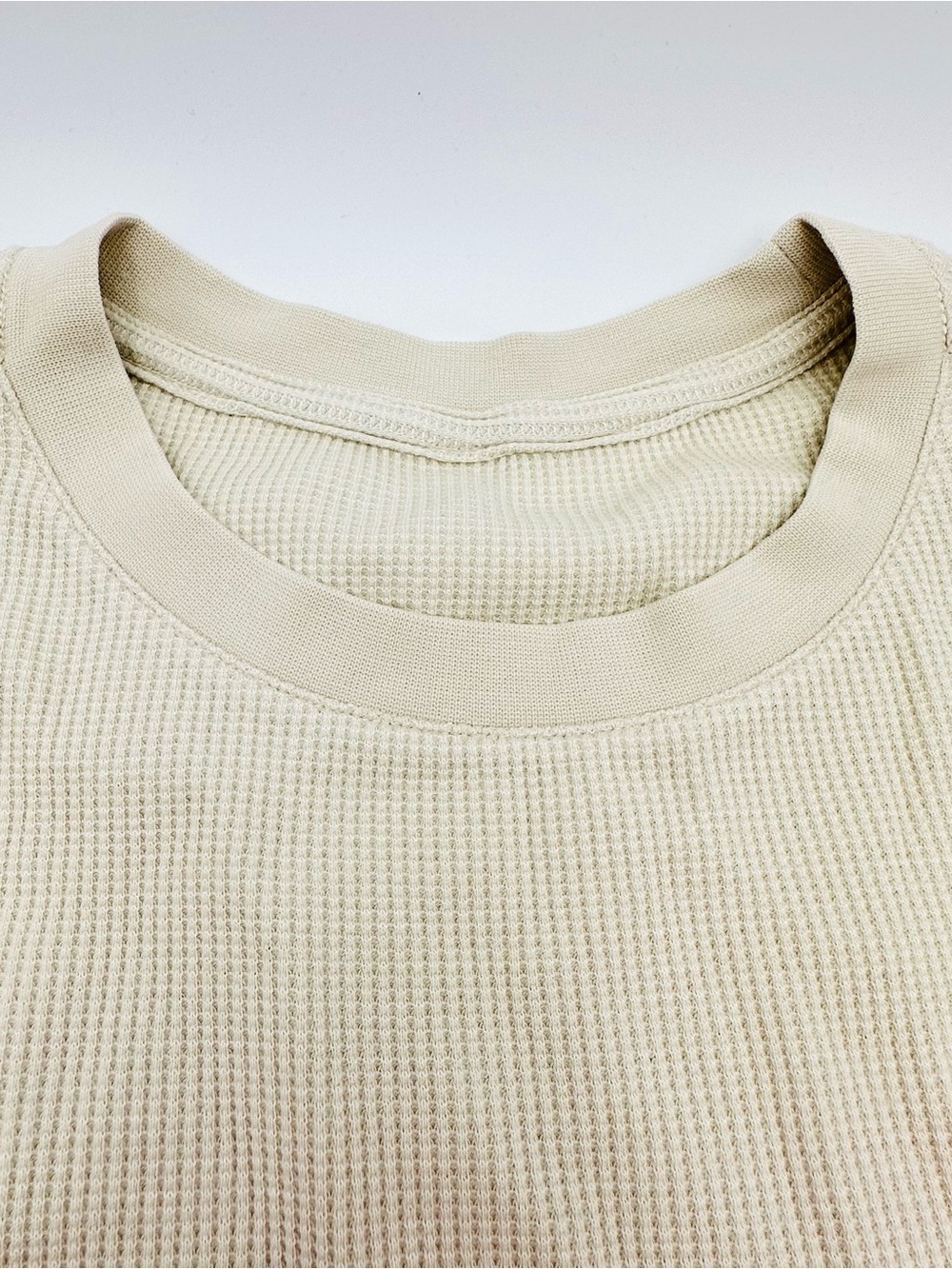 Vuori Long Sleeve Waffle Crew Shirt - Cream - Picture 3 of 9